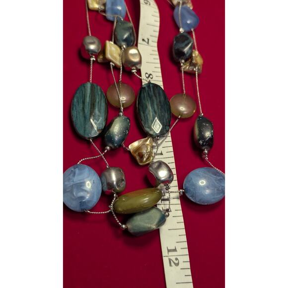 Multicolor Beaded Statement Necklace Multi Strand Boho Fashion Jewelry Signed NY - Picture 2 of 7